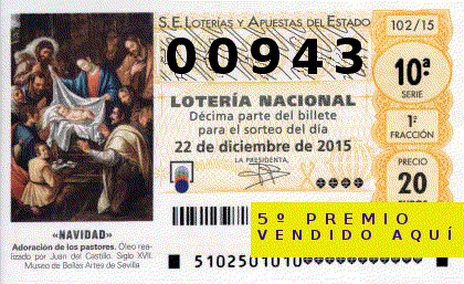 Quinto premio lotería Navidad 2015 en Administración de Lotería Las Palmeras Motril